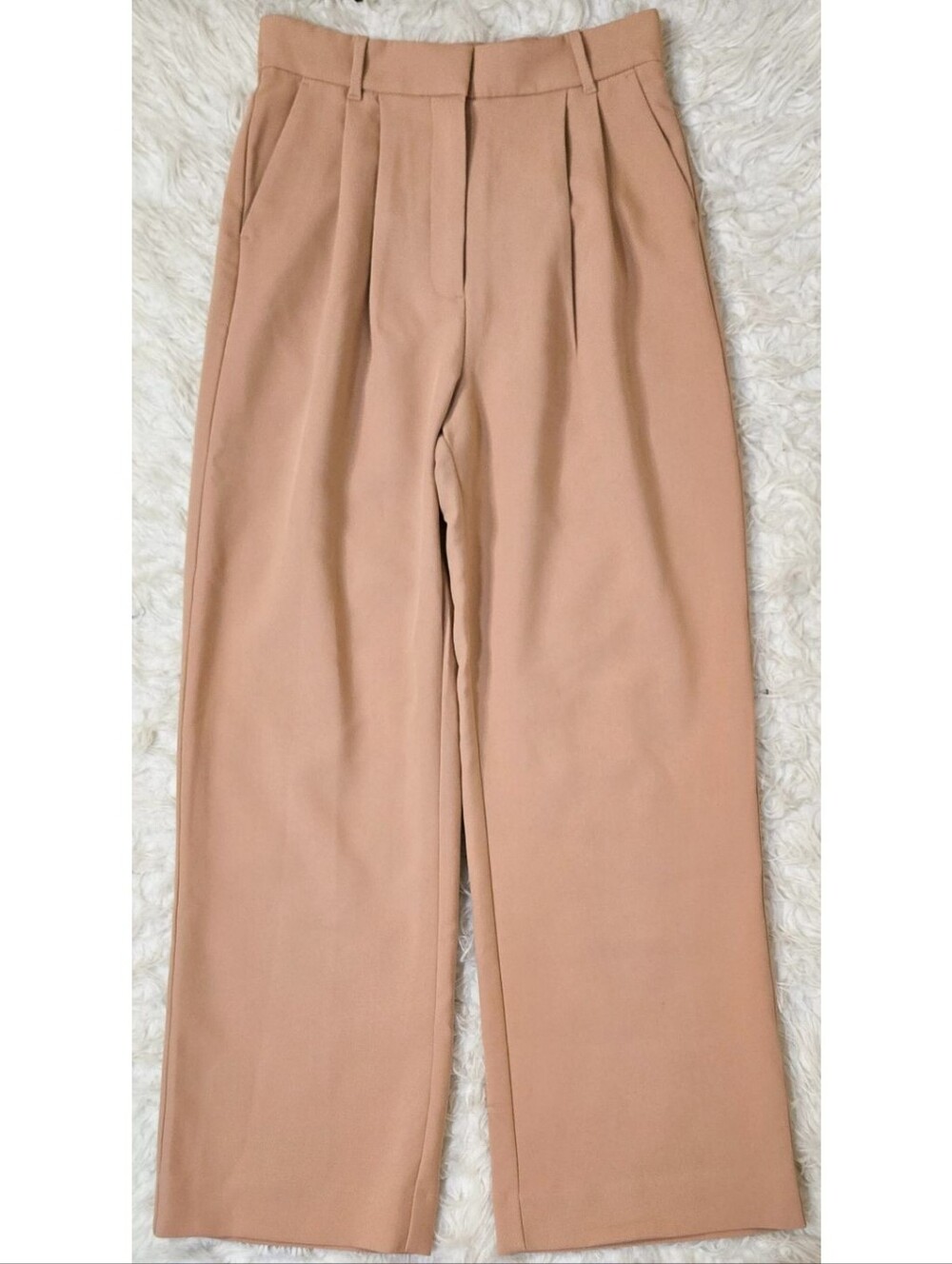 Abercrombie & Fitch High Waisted Straight Leg Pants Pleated Tan Camel Classic